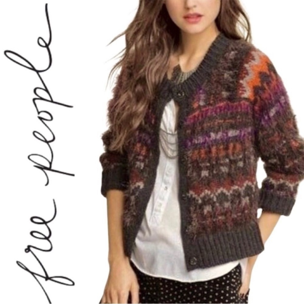 Free People Colorful Knit Cardigan